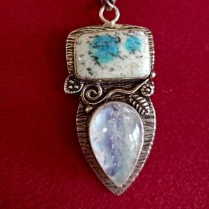 K2 Mountain Jasper stone pendant with moonstone